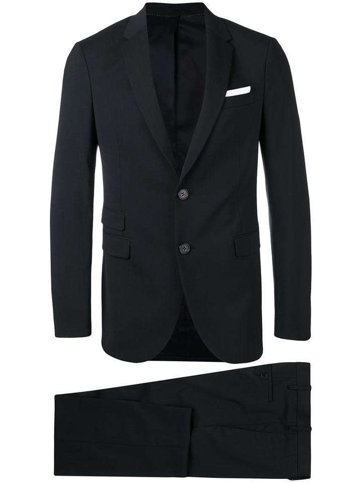 Neil Barrett Slim Fit Suit, Men's, Size: 48, Black, Cotton/virgin Wool/spandex/elastane/polyester