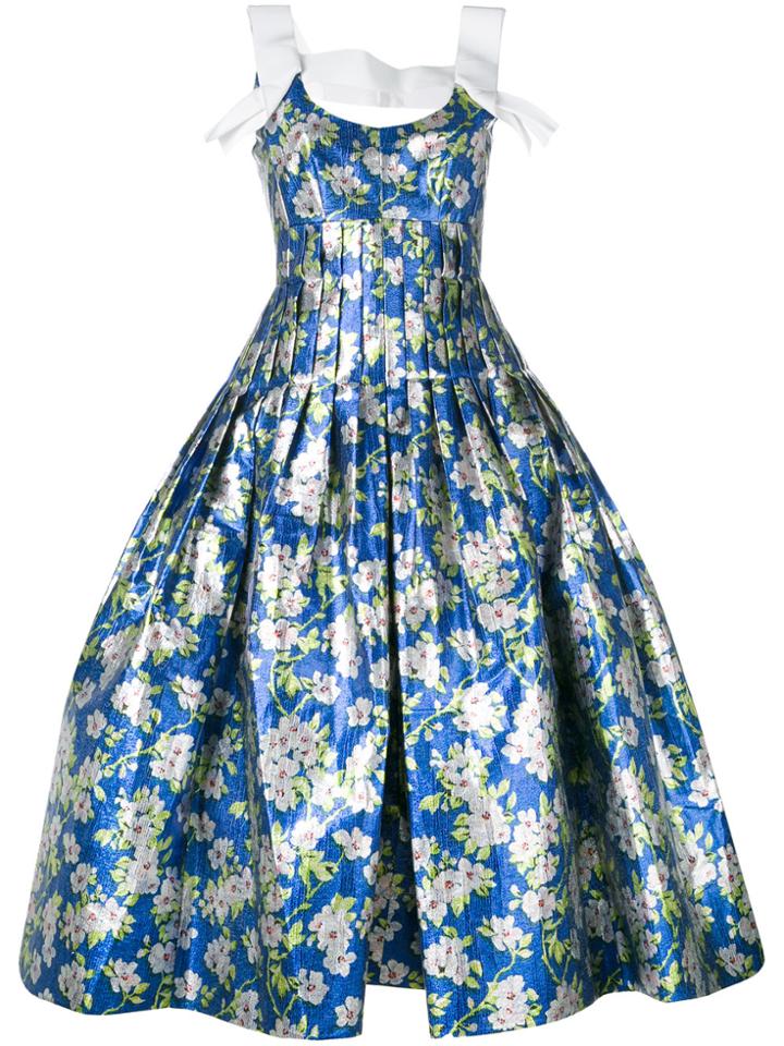 Delpozo Floral Ballon-bottom Dress - Blue