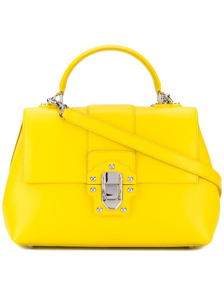 Lucia Tote - Women - Calf Leather - One Size, Yellow/orange, Calf Leather, Dolce & Gabbana