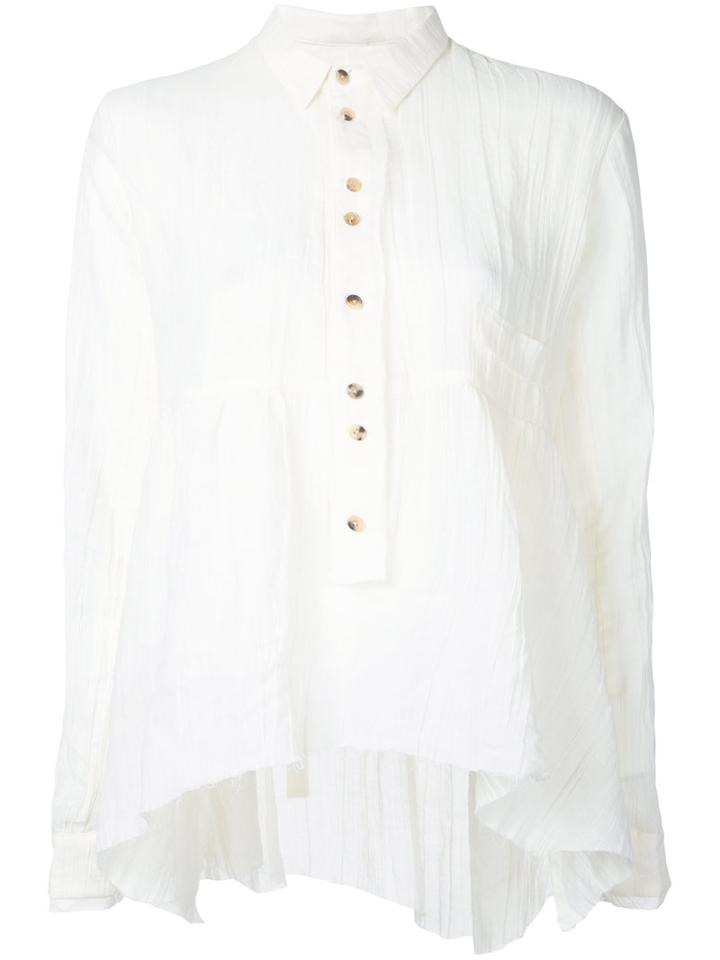 Aleksandr Manamïs - Frayed Hem Blouse - Women - Ramie - 1, White, Ramie