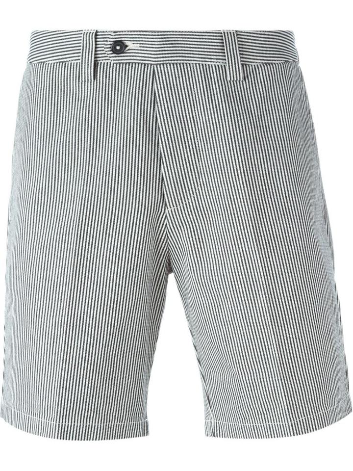 Ami Alexandre Mattiussi Striped Shorts, Men's, Size: Large, Black, Cotton