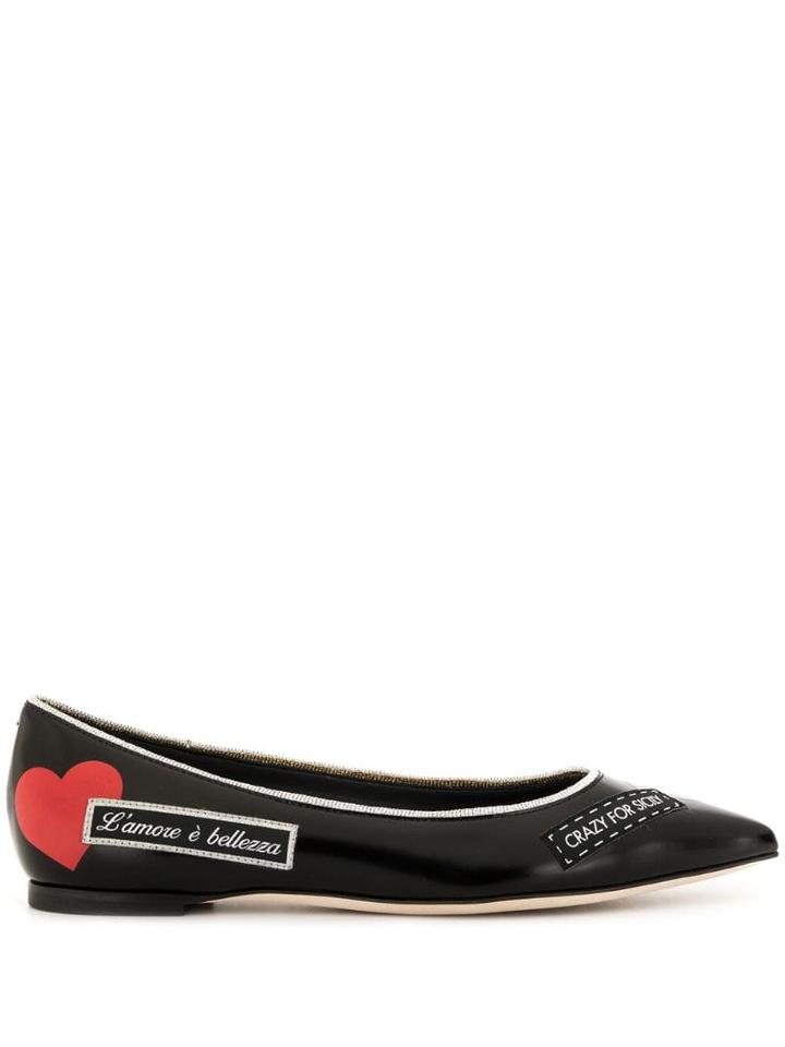Dolce & Gabbana Logo Print Ballerinas - Black