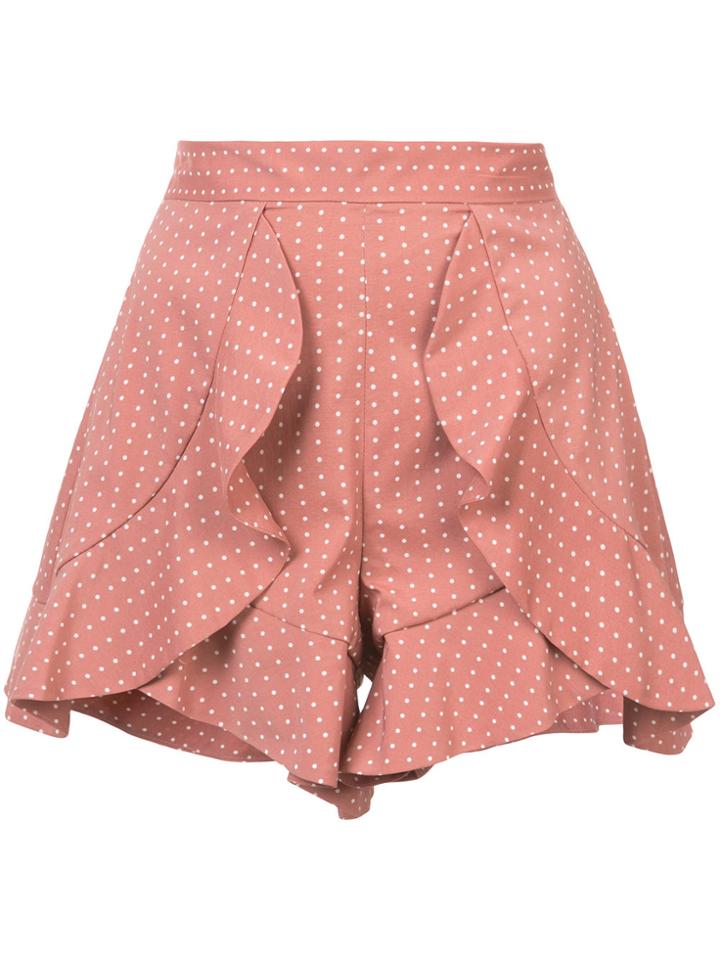 C/meo Polka-dot Ruffle Shorts - Nude & Neutrals