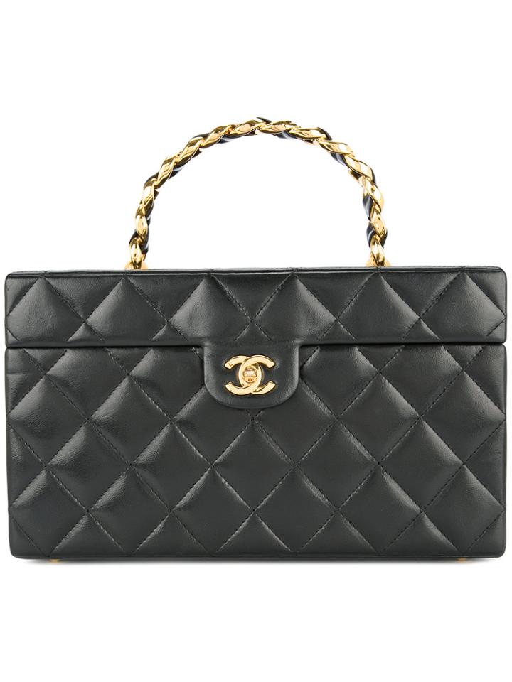 Chanel Vintage Quilted Cosmetic Handbag - Black