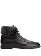 Santoni Shearling Lined Ankle Boots - Brown