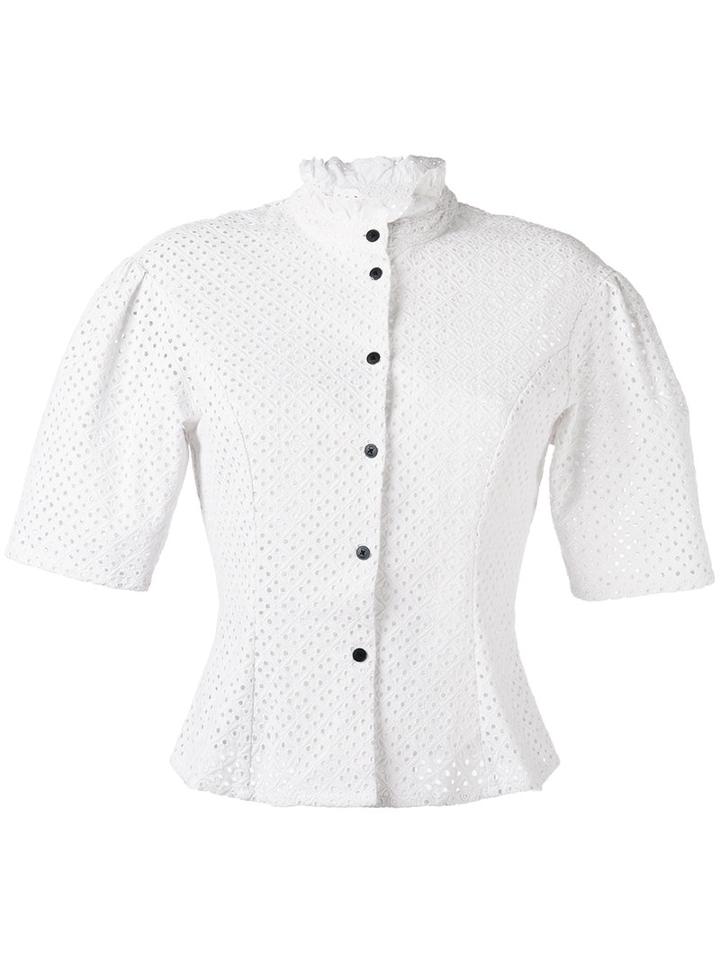 Sonia By Sonia Rykiel - Short Sleeve Poplin Blouse - Women - Cotton - 42, Women's, White, Cotton