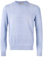 Canali - Ribbed Trim Sweatshirt - Men - Silk/cotton - 46, Blue, Silk/cotton