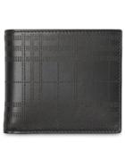 Burberry Perforated Check Leather International Bifold Wallet - Black