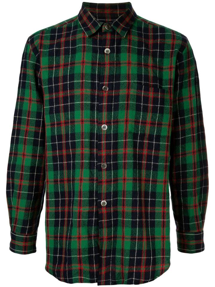 Comme Des Garçons Vintage Cutaway Collar Tartan Shirt - Green