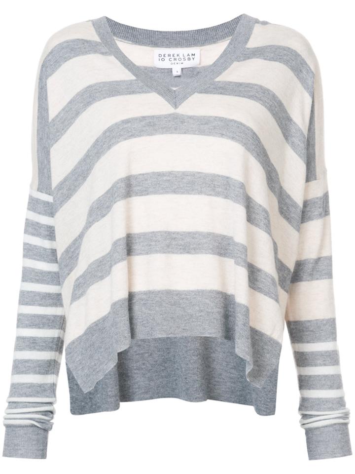 Derek Lam 10 Crosby Striped V-neck Sweater - Nude & Neutrals