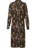 Andrea Marques Midi Printed Shirt Dress, Women's, Size: 38, Black, Silk