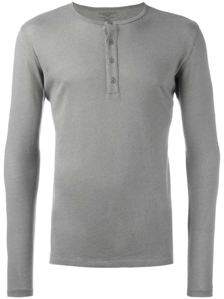 Majestic Filatures Henley Jumper, Men's, Size: Medium, Grey, Cotton/cashmere