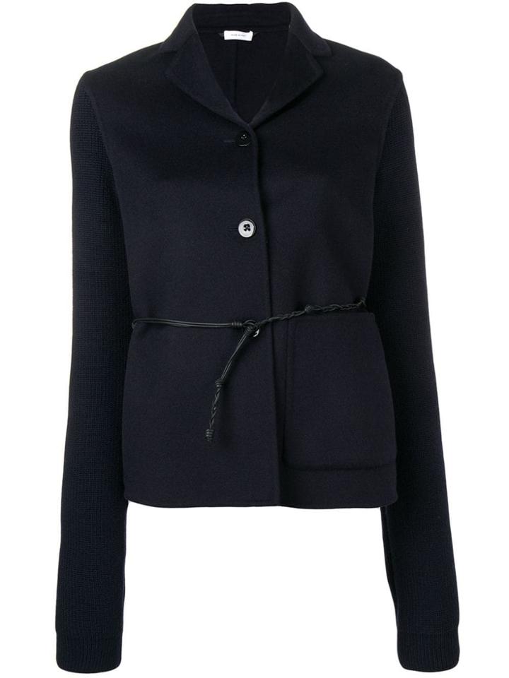 Jil Sander Belted Knitted Sleeve Blazer - Blue