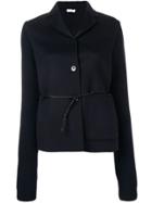 Jil Sander Belted Knitted Sleeve Blazer - Blue