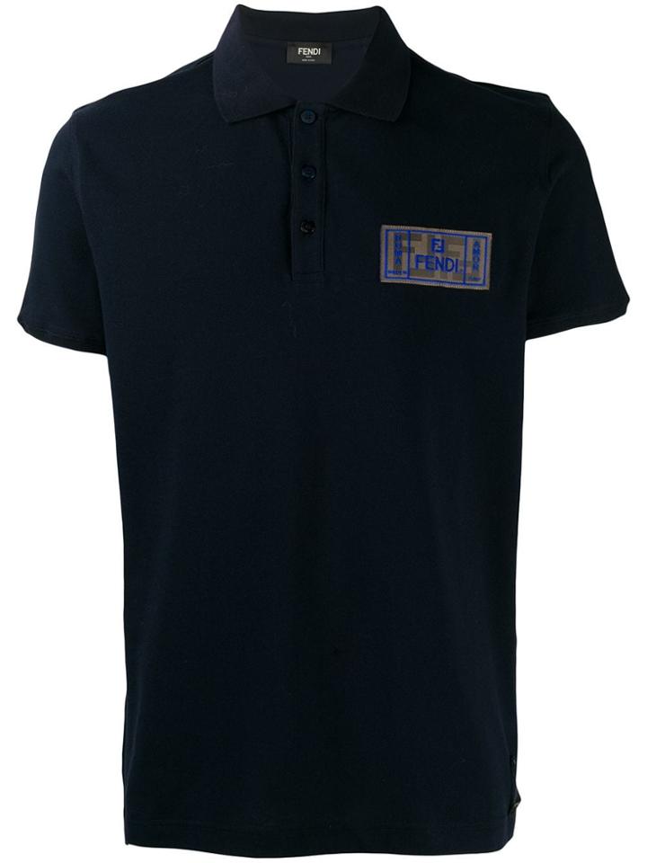 Fendi Ff Roma Amor Patch Polo Shirt - Blue