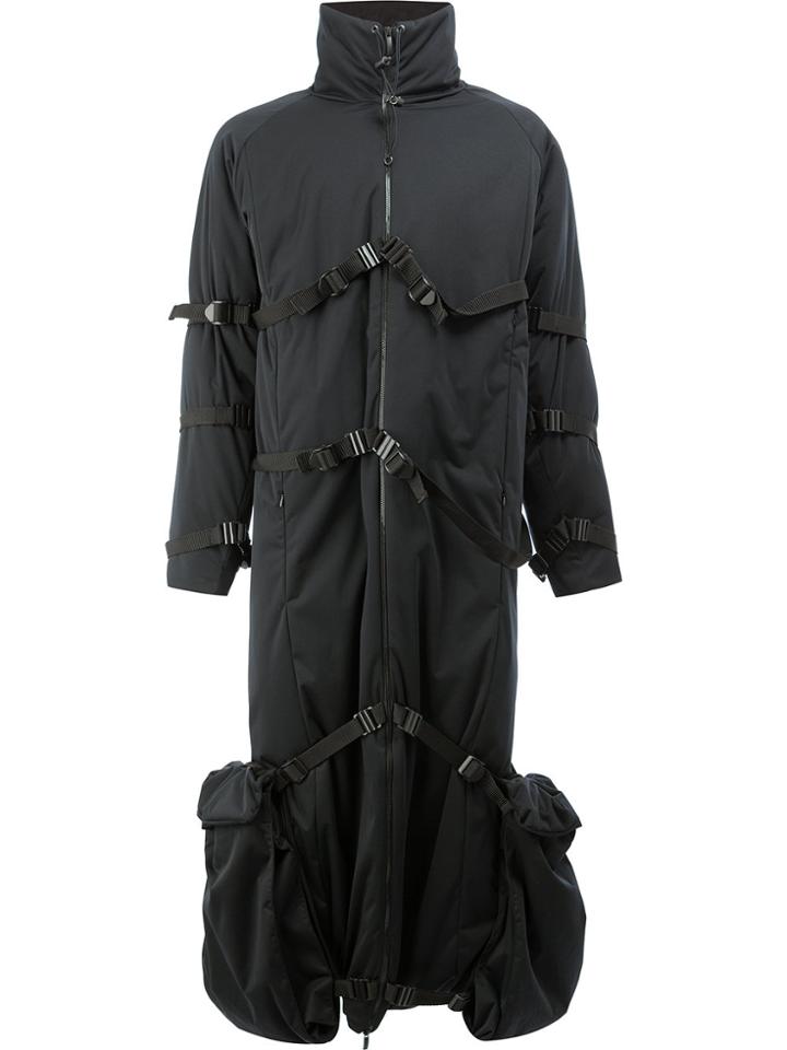 Cottweiler Strapped High Neck Coat - Black