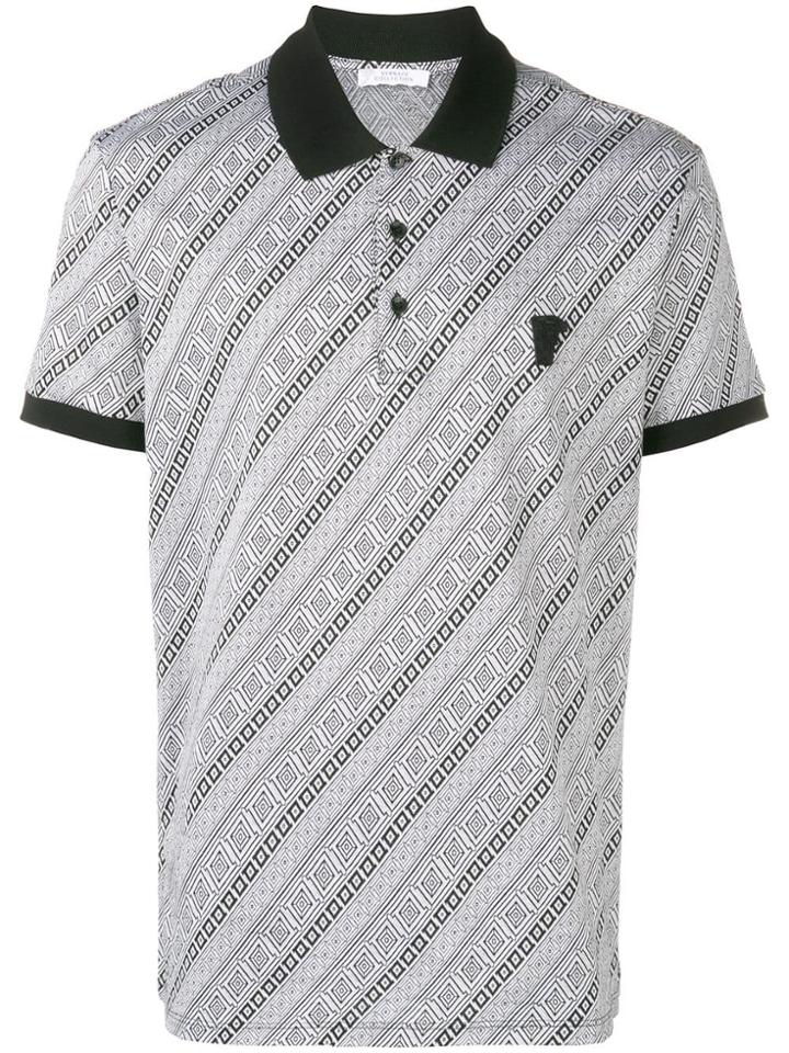 Versace Collection Striped Logo Polo Top - Black