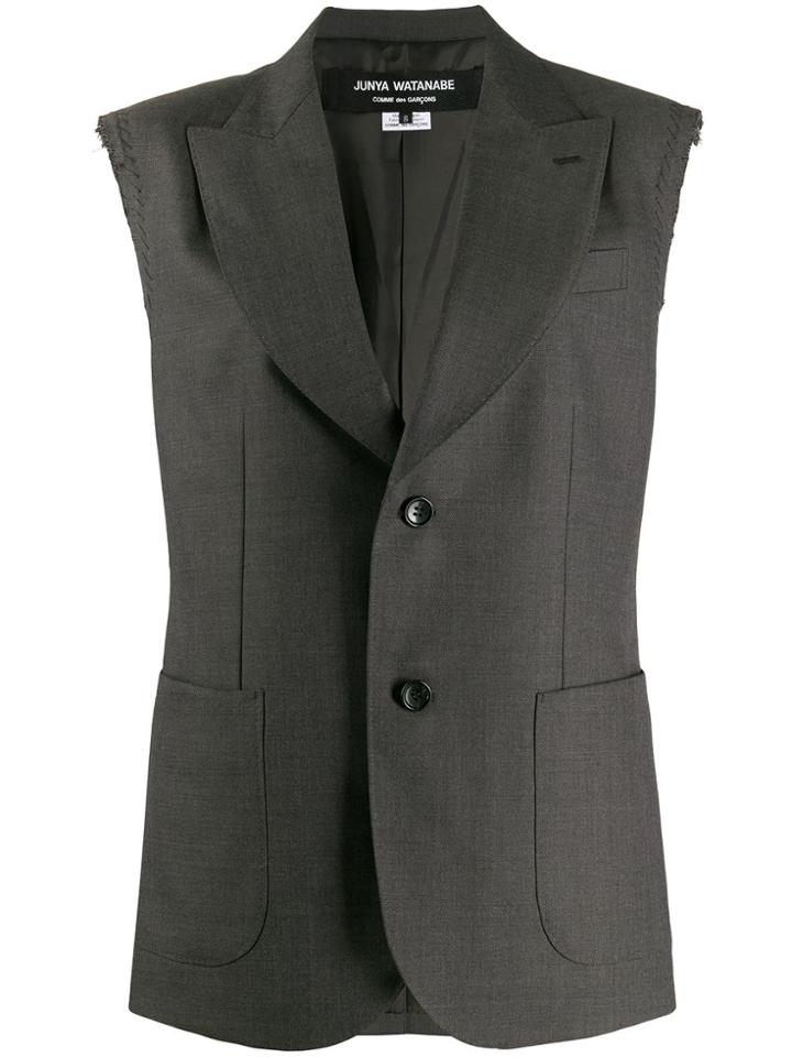 Junya Watanabe Destroyed Sleeveless Blazer - Grey