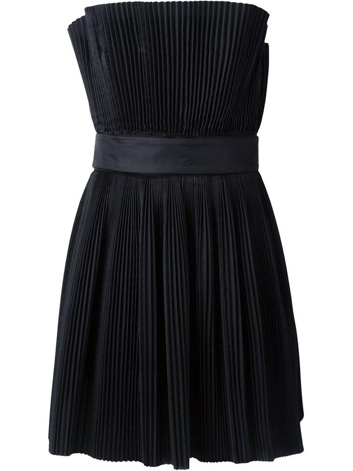 Capucci Pleated Strapless Dress, Women's, Size: 40, Black, Polyester/silk