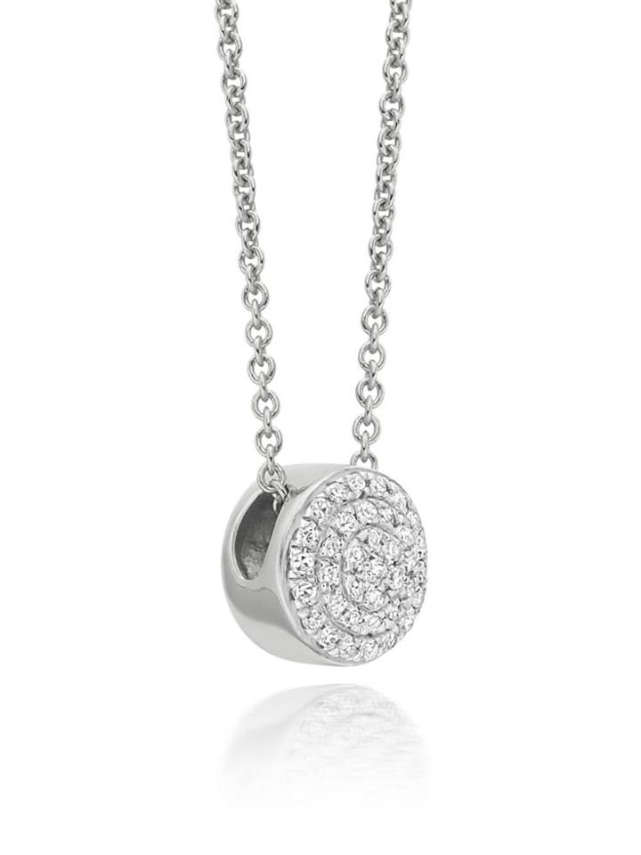 Monica Vinader Fiji Button Diamond Necklace - Silver