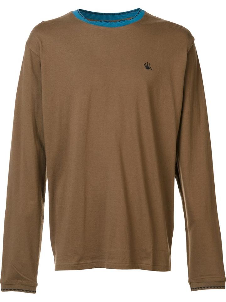 Stussy Contrast Trim Longsleeved T-shirt, Men's, Size: Xl, Brown, Cotton