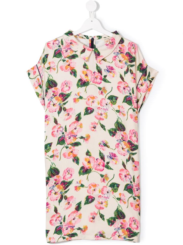 Bellerose Kids Floral Shirt Dress - Nude & Neutrals