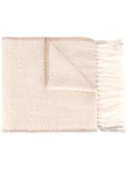 Eleventy Fringed Scarf, Men's, Nude/neutrals, Cashmere/silk