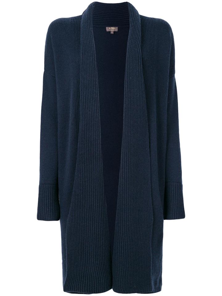 N.peal Ribbed Placket Cardigan - Blue