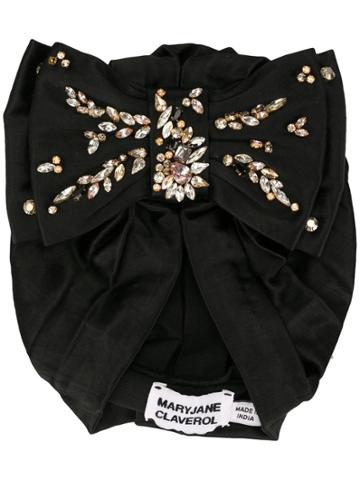 Maryjane Claverol Crystal Embellished Turban - Black