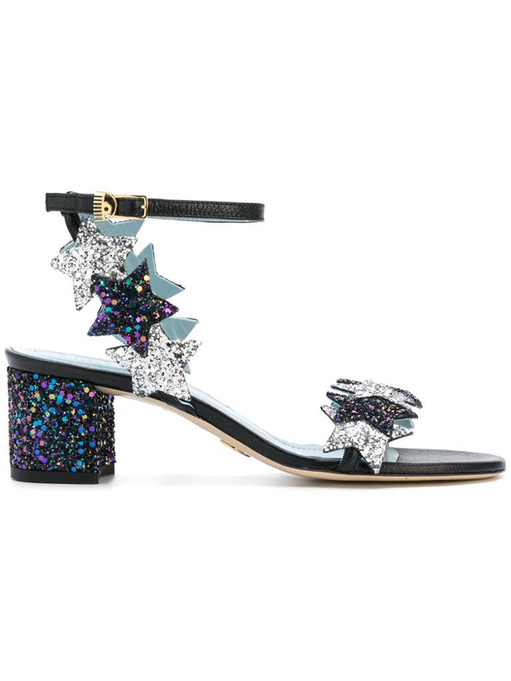 Chiara Ferragni Star Embroidered Sandals - Black