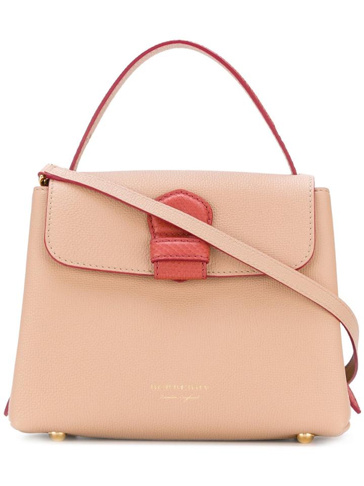 Burberry Small Two-tone Leather And House Check Tote - Pink