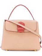 Burberry Small Two-tone Leather And House Check Tote - Pink