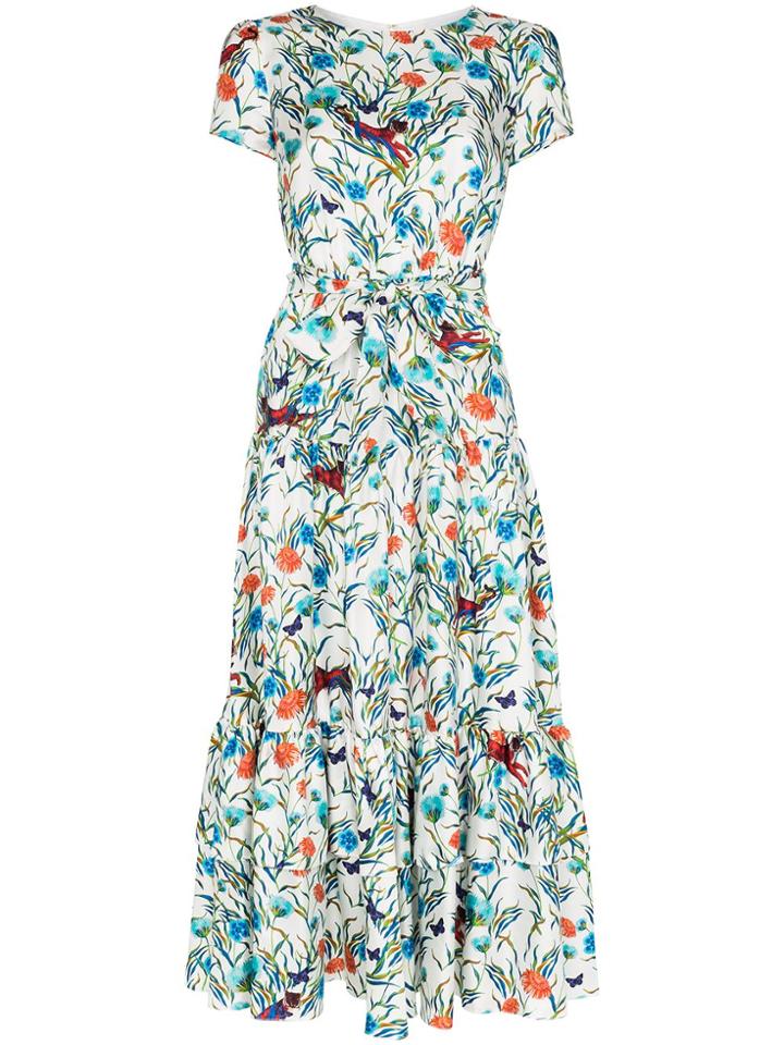 Borgo De Nor Eliza Tiered Floral Midi Dress - White