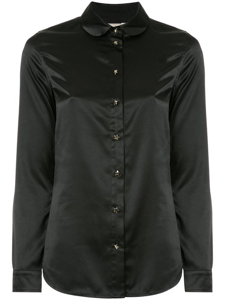 Maison Kitsuné Satin Peter-pan Collar Shirt - Black