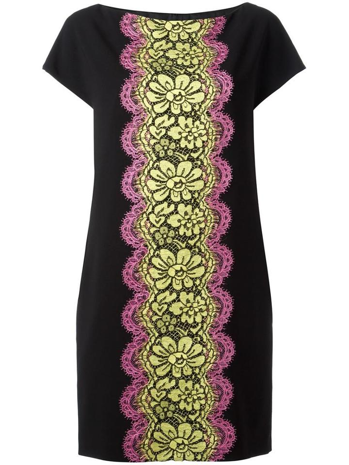 Boutique Moschino Floral Lace Detail Dress, Women's, Size: 46, Black, Triacetate/polyester/acetate