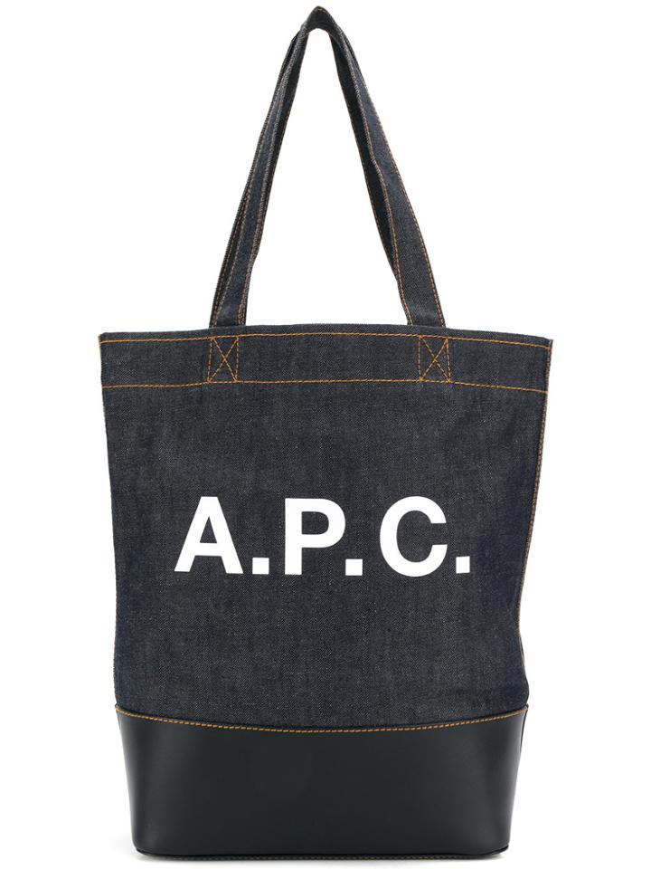 A.p.c. Logo Shopper Tote - Blue