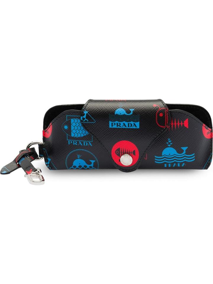Prada Printed Saffiano Leather Glasses Case - Black