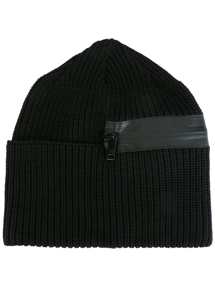 Y-3 Zip Detail Beanie, Women's, Black, Wool