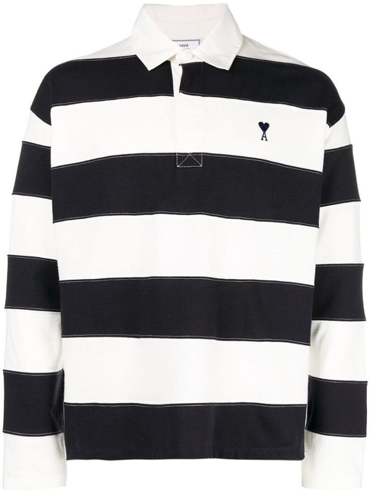 Ami Alexandre Mattiussi Bicolor Polo Shirt - White
