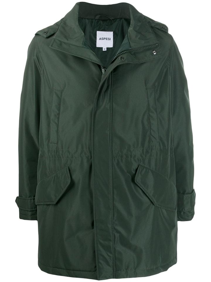 Aspesi Flap Pocket Parka Coat - Green