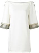 Aviù - Embellished Short Dress - Women - Cotton/polyamide/polyester - 44, White, Cotton/polyamide/polyester
