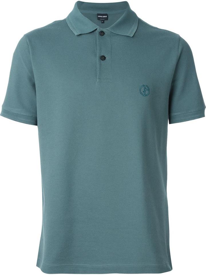 Giorgio Armani Embroidered Logo Polo Shirt, Men's, Size: 52, Green, Cotton