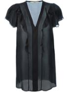 Etro Flutter Sleeve Blouse, Women's, Size: 46, Black, Silk