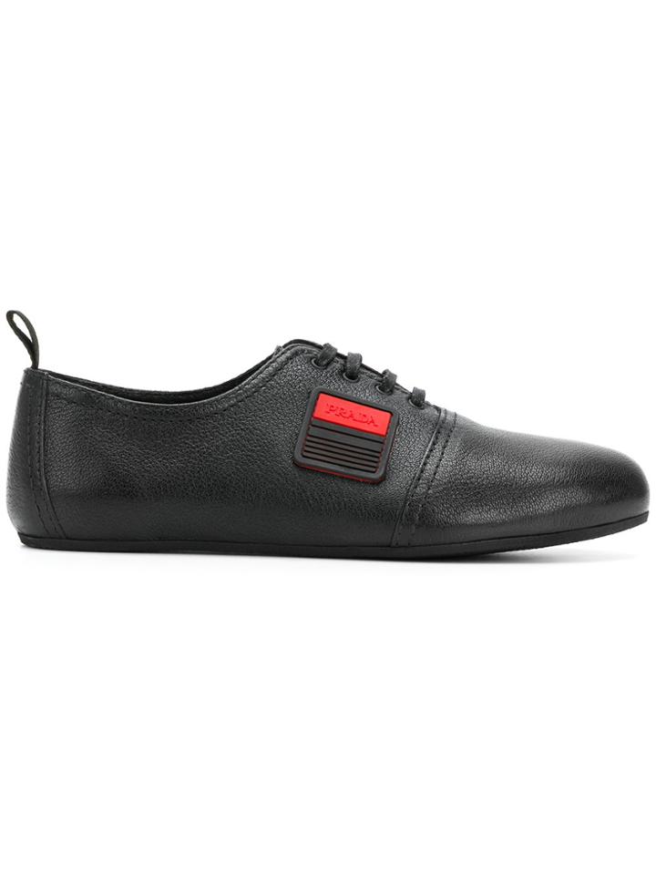 Prada Logo Plaque Sneakers - Black