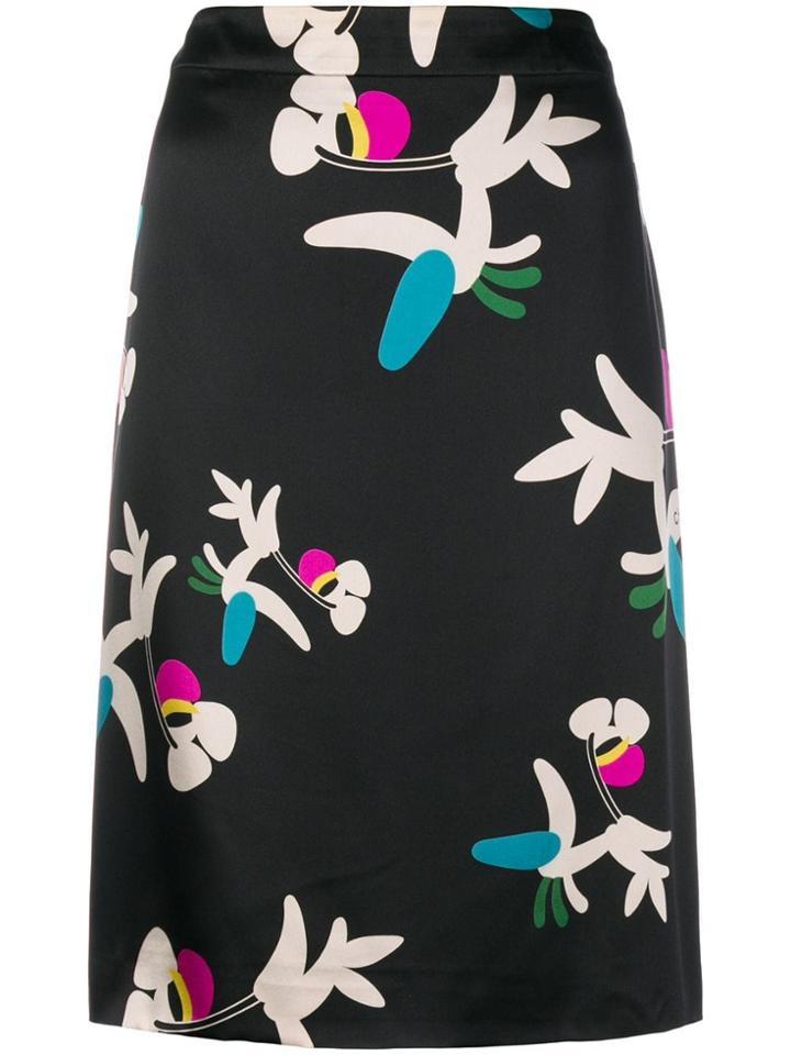 Chanel Vintage Printed A-line Skirt - Black