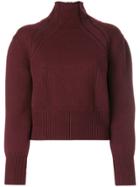 Bottega Veneta Zip Polo Neck Sweater - Red