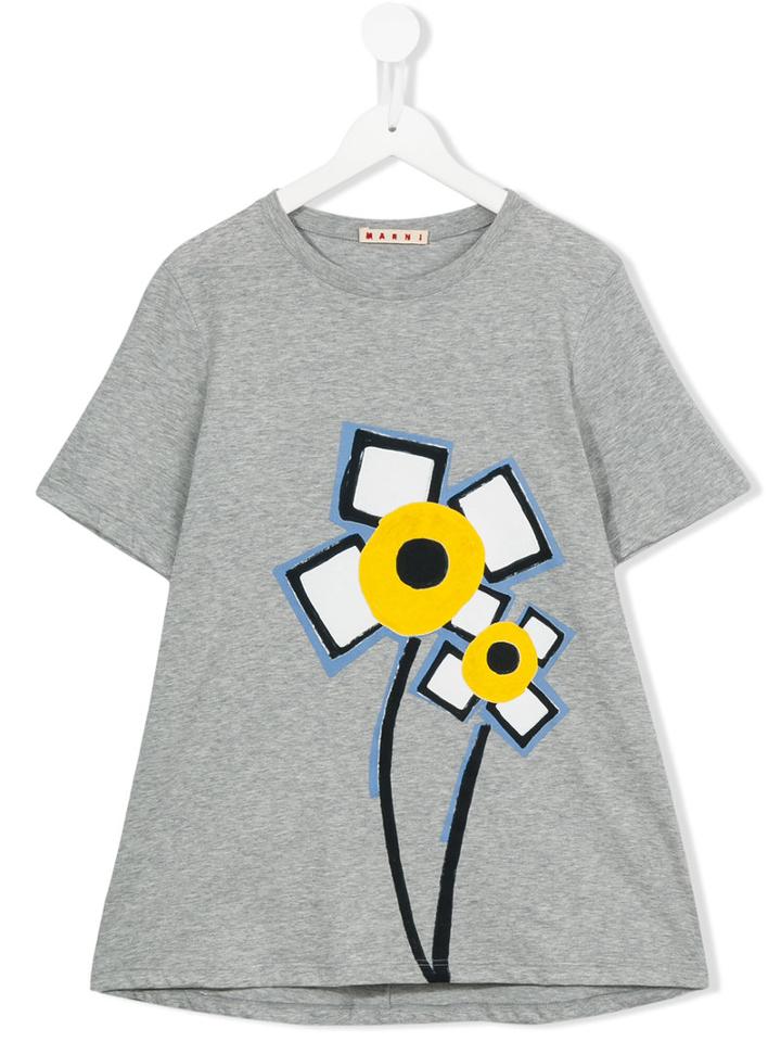 Marni Kids Flower Print T-shirt, Girl's, Size: 14 Yrs, Grey