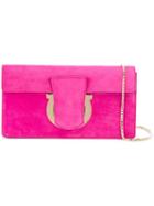 Salvatore Ferragamo Thalia Foldover Clutch Bag, Women's, Pink/purple, Suede/leather
