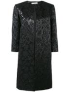 Lanvin Floral Brocade Coat, Women's, Size: 36, Black, Cotton/acrylic/polyester/cupro