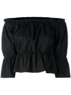 Dondup Off Shoulder Blouse, Women's, Size: 40, Black, Cotton/spandex/elastane